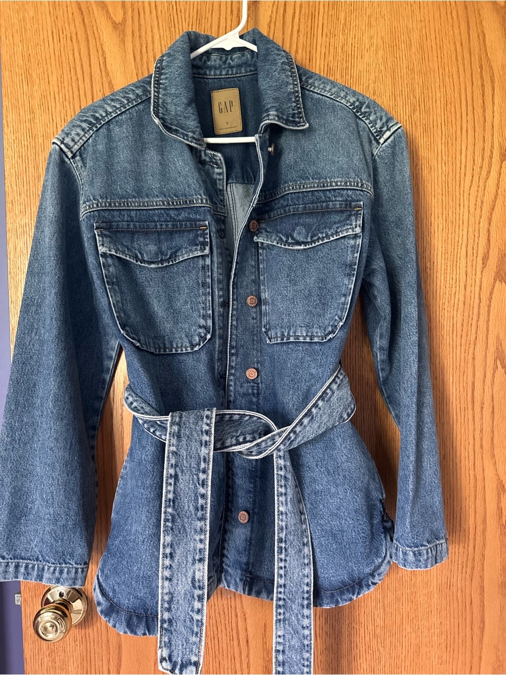 GAP Blue Women's Denim Jacket with Self Tie Belt